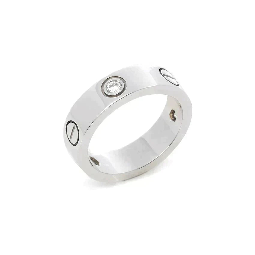 [Super CiCi ]LOVE RING 5.5MM 3 DIAMONDS SILVER