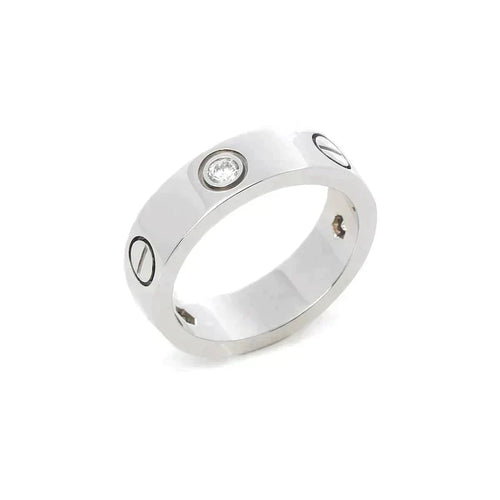 [Super CiCi ]LOVE RING 5.5MM 3 DIAMONDS SILVER