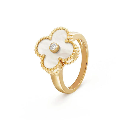 [Super CiCi ]CLOVER PINK MOP RING GOLD DIAMOND