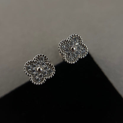 [Super CiCi ]CLOVER MINI DIAMOND STUD EARRINGS